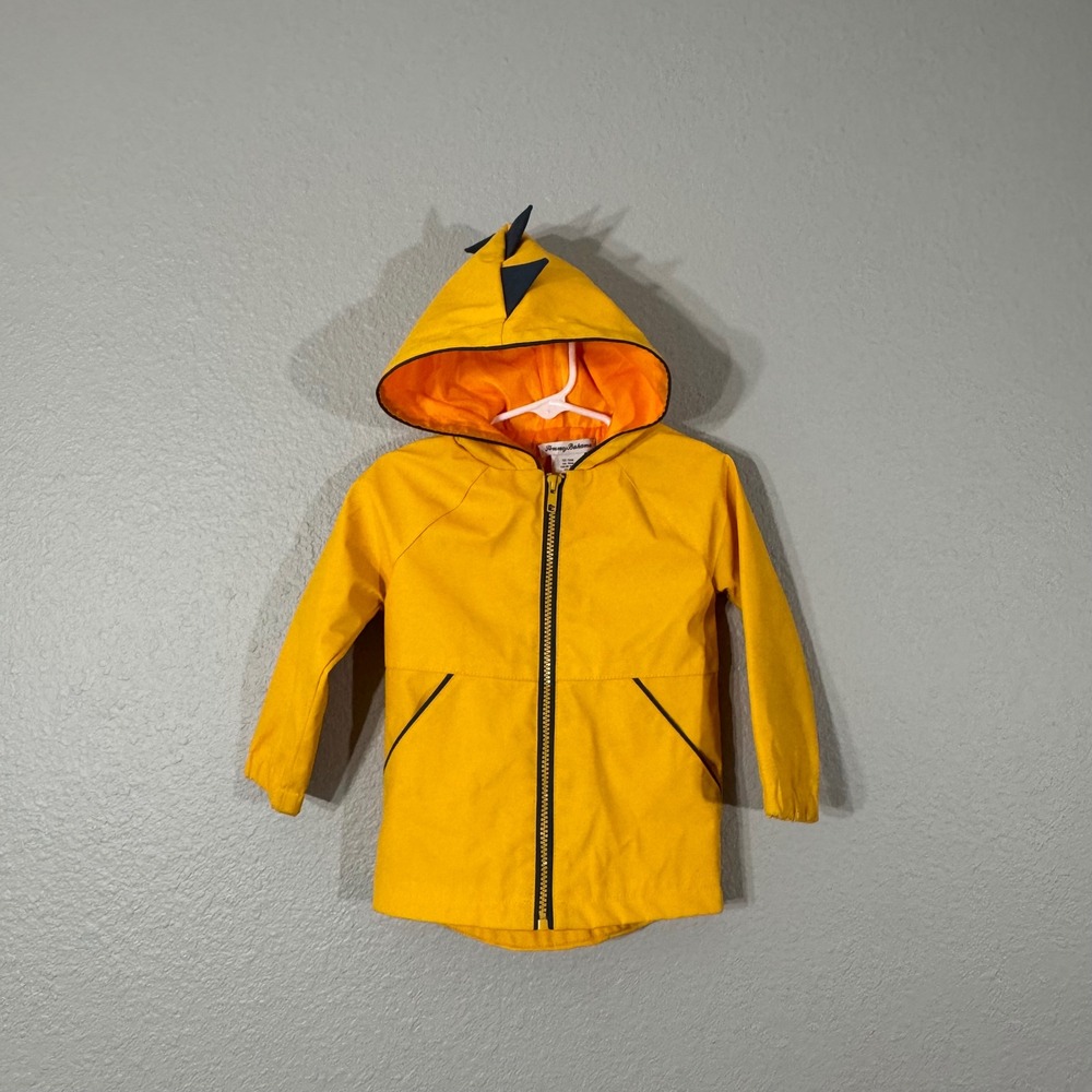Tommy‎ Bahama Kid's Size 24M Yellow Hooded Lined Dino Spikes Rain Jacket CP07269